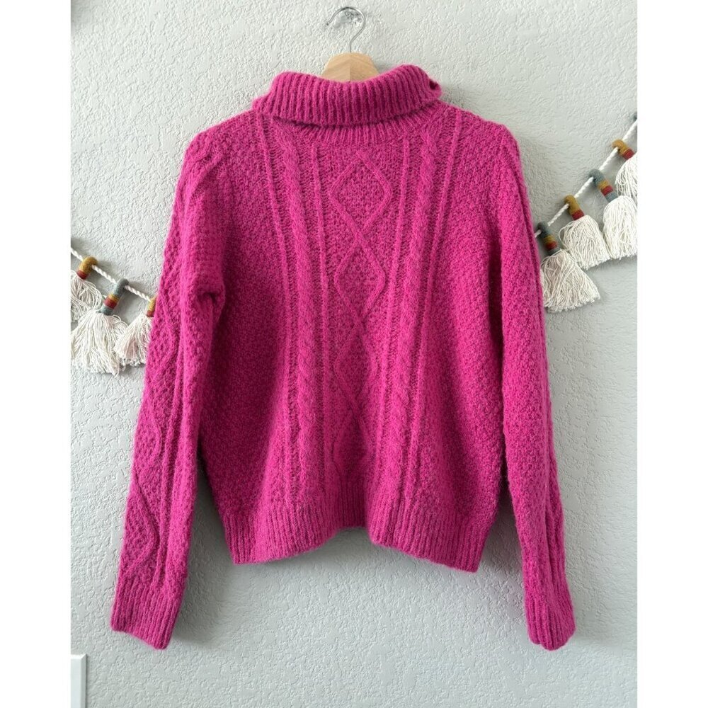 Boden Pink Alpaca Blend Turtleneck Braided Knit Sweater Cozy Comfy Basics 13-14Y